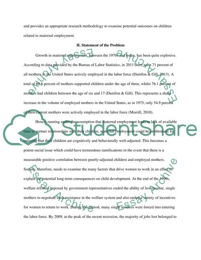 The Cognitive and Behavioral Effects of Maternal Employment on Young Children