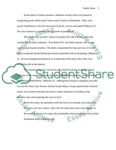 Effects on septeber 11 2001