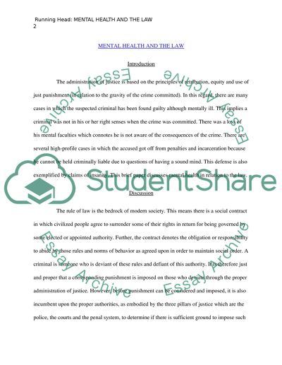 MENTAL HEALTH AND THE LAW (GUILTY BUT MENTALLY ILL)