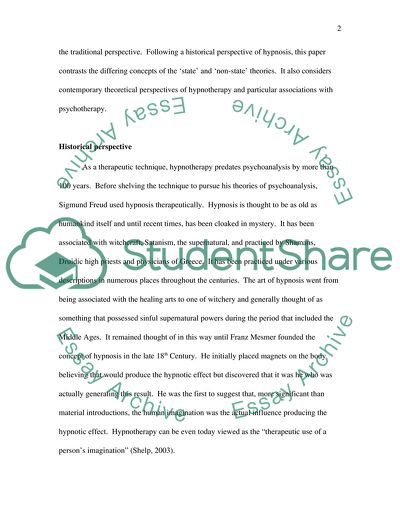 Hypnotherapy: State and Non-State Theories