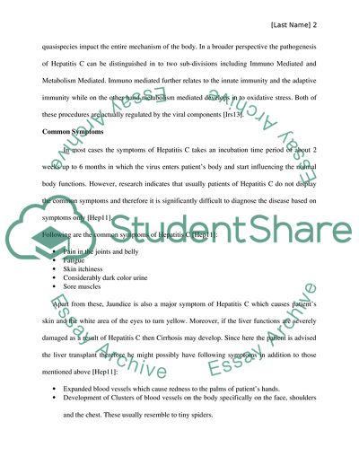 Diagnosis of Hepatitis C