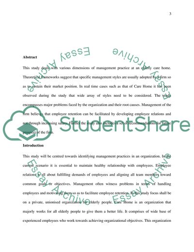 Management Practice at Care Home