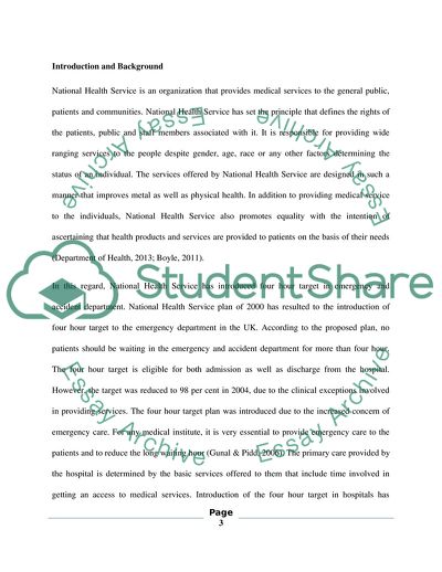 The Impact of 4 Hour Wait Target in Accident and Emergency on Staff Morale