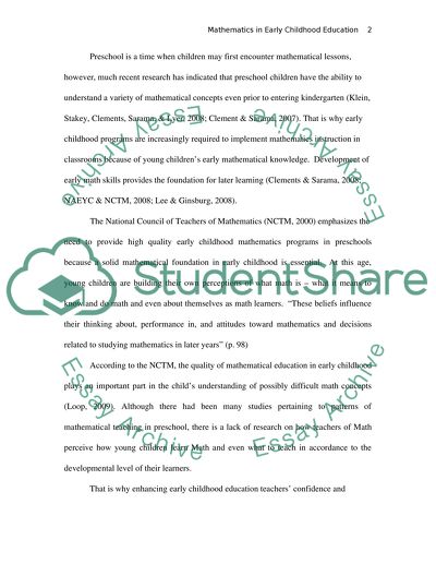 Mathematics in the Preschool