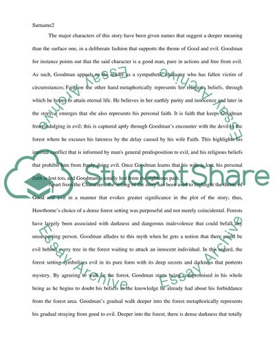 Young Goodman Brown. Theme of your choice of good and evil