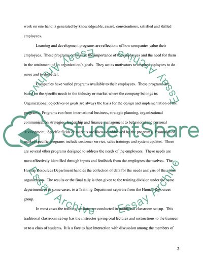 Learning and Development: Theory and Practice