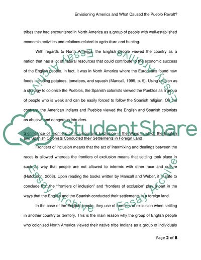 Envisioning America & What Caused the Pueblo Revolt