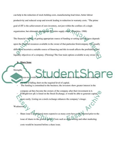 Managing Financial Resource and Decisions: Brightview PLC