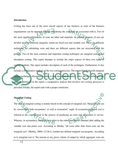 Absorption Costing and Marginal Costing