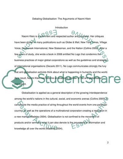 Debating Globalisation: The Arguments of Naomi Klein