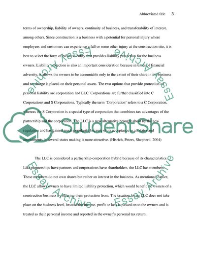 Issues In Establishing a Construction Business