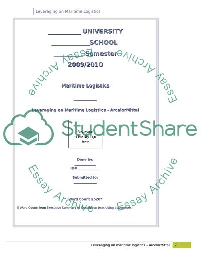 Leveraging on Maritime Logistics - ArcelorMittal