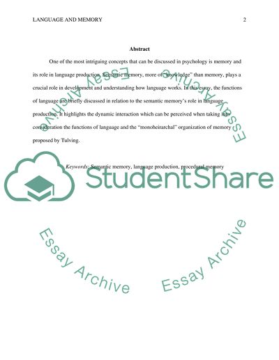 Love - Language and Memory Paper
