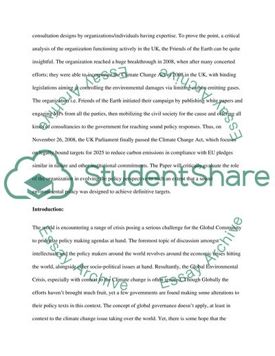 Role of Friends of the Earth in Developing Organizational Policies