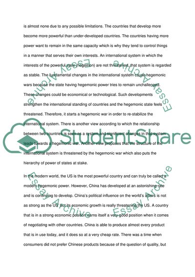 How Likely is a Future Hegemonic War between US and China