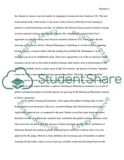 Gores Argument in an Inconvenient Truth