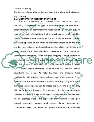 E-Marketing Concepts and Elements