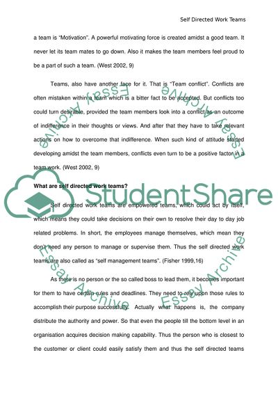 Examining the Effectiveness of Self Directed Work Teams