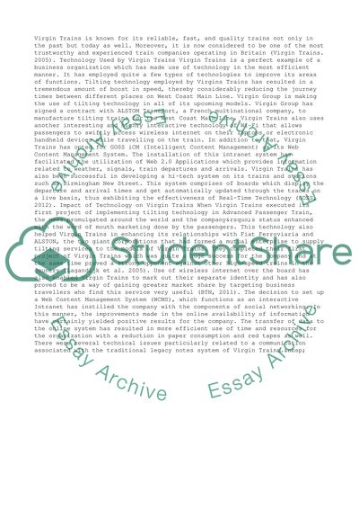 Contemporary Issues in Business - Virgin Trains