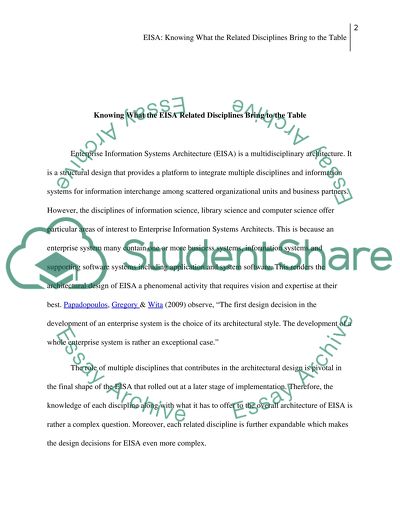 EISA: Knowing What The Related Disciplines Bring to the Table