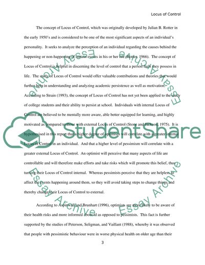 Locus of Control, Optimism Levels, and Perseverance during a Frustration Task