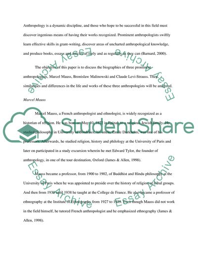 Mauss, Malinowski and Levi-Strauss: The Profession of Anthropology