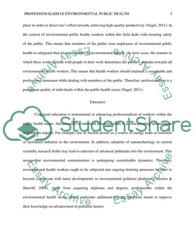 Professionalism in Environmental Public Health