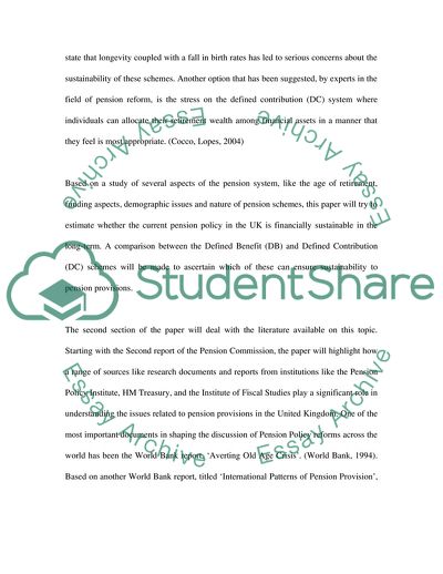 The Fiscal Sustainability of the Current UK Pension System