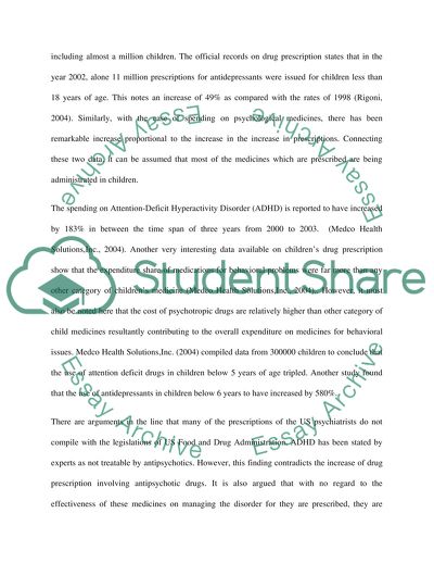 Data Available on the Trends in the Prescription of Drugs for Children Having Behavioral Disorders