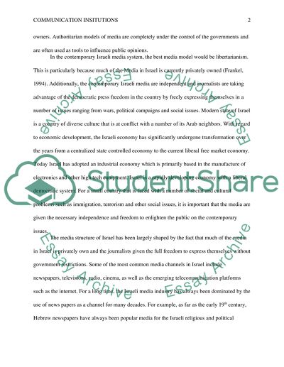 Communication Institutions in Israel