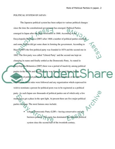 Role of Political Parties in Japan