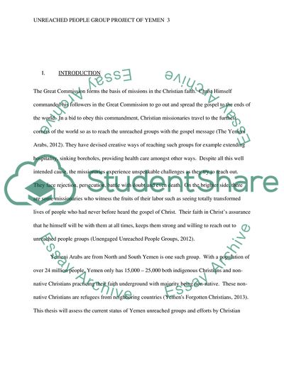 Unreached People Group Project of Yemen