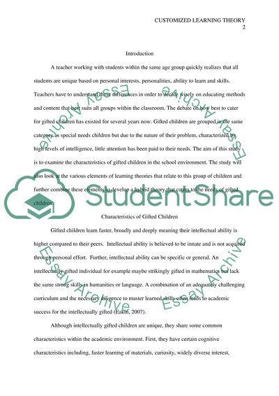 Customized Learning Theory Elements