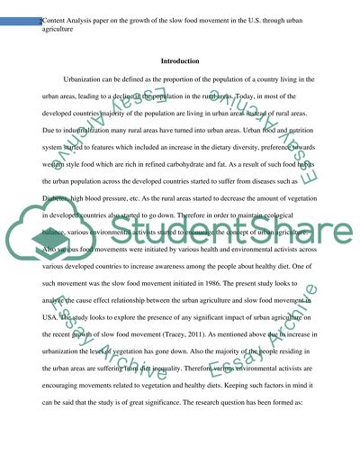 The Growth of the Slow Food Movement in the U.S. through Urban Agriculture