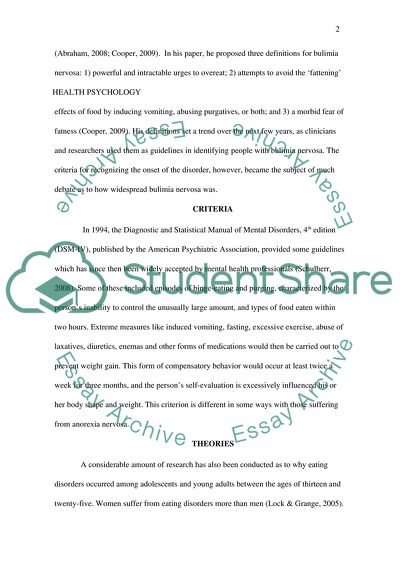 Bulimia as an Eating Disorder