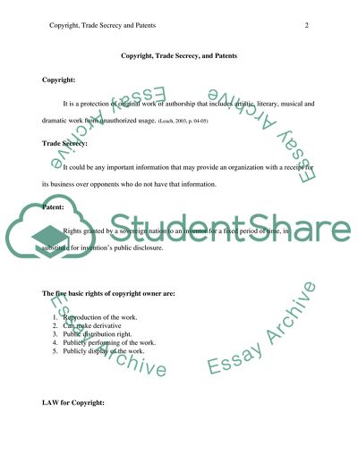 Copyright, trade secrecy, and patents