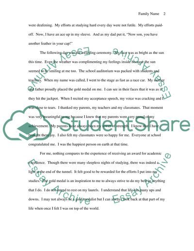 Experience being given a gold award in class for academic excellence