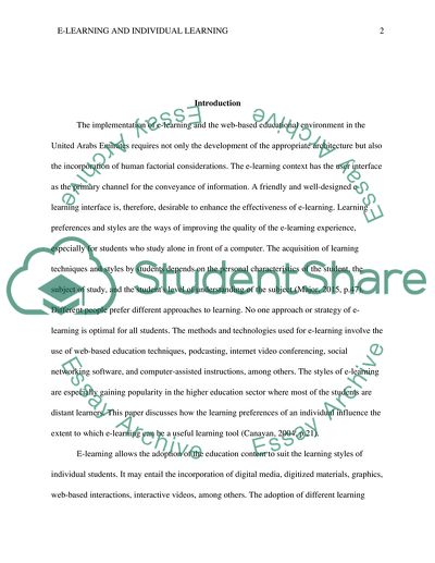 E-Learning and Personal Learning Manner in UAE