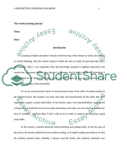 A Reflective Learning Log Book