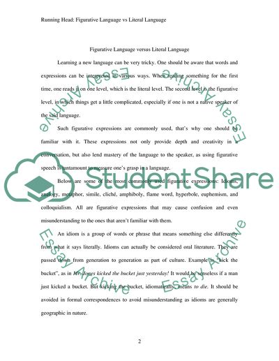Figurative Language versus Literal Language