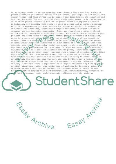 The Value Issues Positive vs. Negative