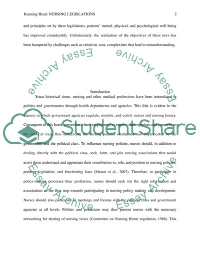 Nurses Practice Acts, Federal Regulations and Nursing Homes