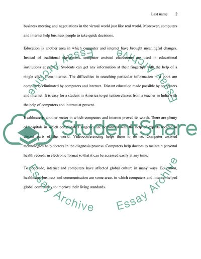 How technology, with particular emphasis on the internet and computers, has changed world culture