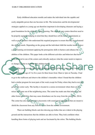 Early Childhood Ed. Observation Assignment