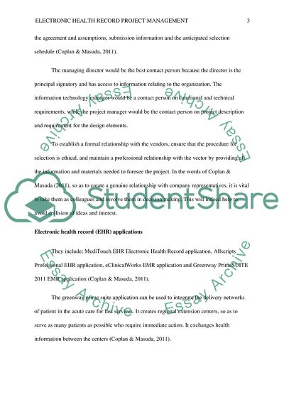 Electronic Health Record Project Management