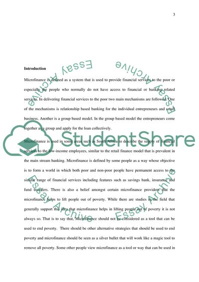 Critical Assessment of the Claim That Microfinance Has Poverty Reduction and Gender Impact