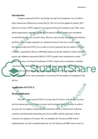 The Effect of the Foreign Account Tax Compliance Act on Financial Institutions