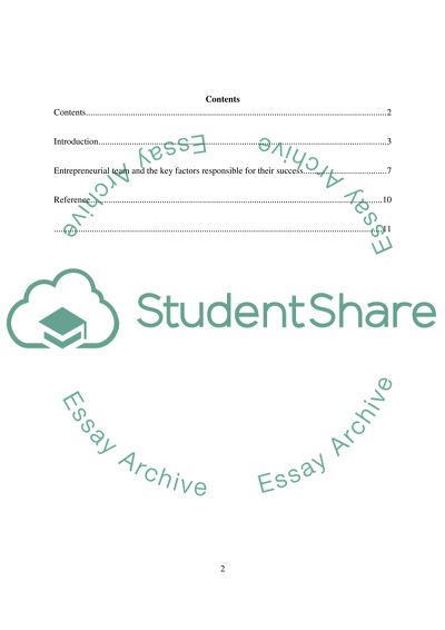 Key Factors that Underpin a Successful Entrepreneurial Team Engaged in Setting up a Business