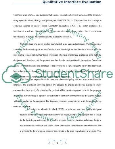 Interface Evaluation of Website