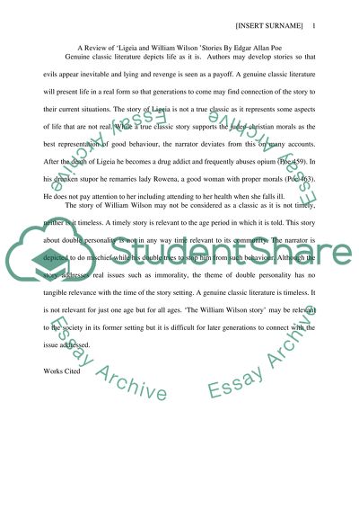 A Review of Ligeia and William Wilson Stories By Edgar Allan Poe